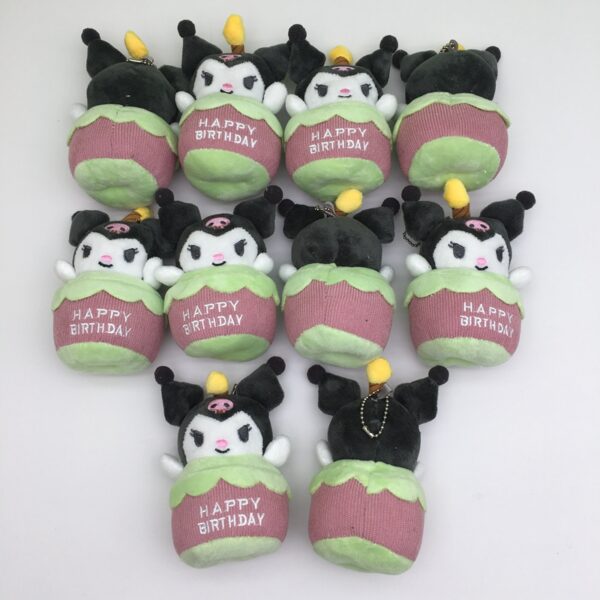 MCPC815 Birthday Cake Shaped Kuromi Plush Toy Doll Bag Pendant Keychain Doll price for 10 pcs