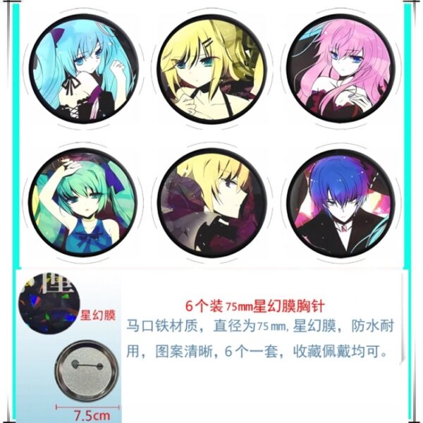 MCMK1565 Vocaloid Miku Brooch Set price for 6 pcs a set 75mm