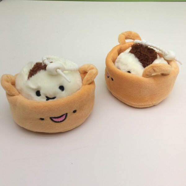 MCPC891 Steamer Basket Barbecued Pork Bun Plush Toy  Bag Charm  Cartoon Creative Keychain Charm  9CM price for 10 pcs