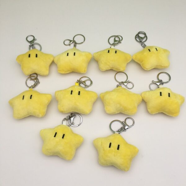 MCPC908 Super Mario series plush toys  star bag charms  game accessories  and keychains 9cm  price for 10 pcs