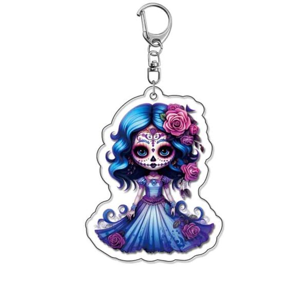 19102 Mexican Day of the Dead dolls Acrylic Key Chain price for 5 pcs 5.5cm