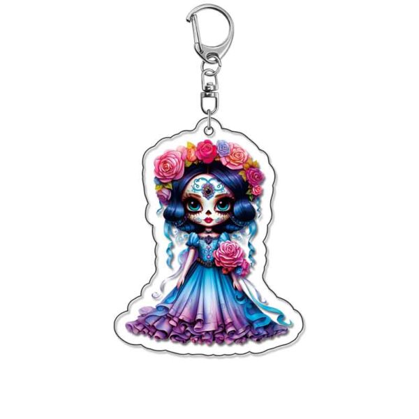 19103 Mexican Day of the Dead dolls Acrylic Key Chain price for 5 pcs 5.5cm