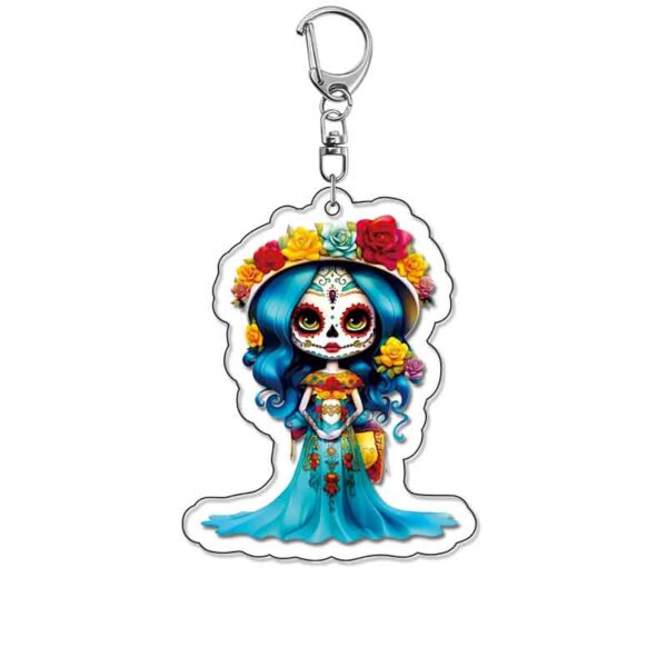 19106 Mexican Day of the Dead dolls Acrylic Key Chain price for 5 pcs 5.5cm