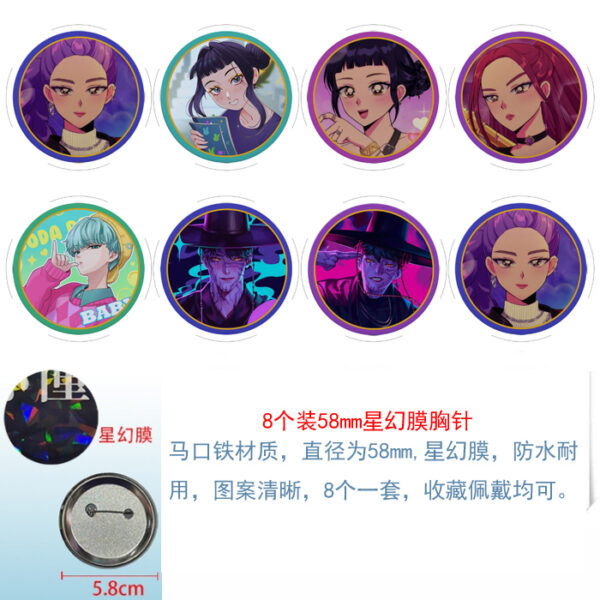 MCMK1594 K-Pop Demon Hunters Brooch Set price for 8 pcs a set 58mm Anime Badges