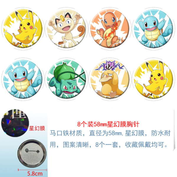 MCMK1596 Pokemon Brooch Set price for 8 pcs a set 58mm Anime Badges