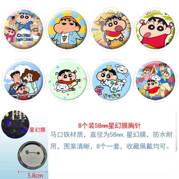 MCMK1600 Crayon Shin Chan 2 Brooch Set price for 8 pcs a set 58mm Anime Badges