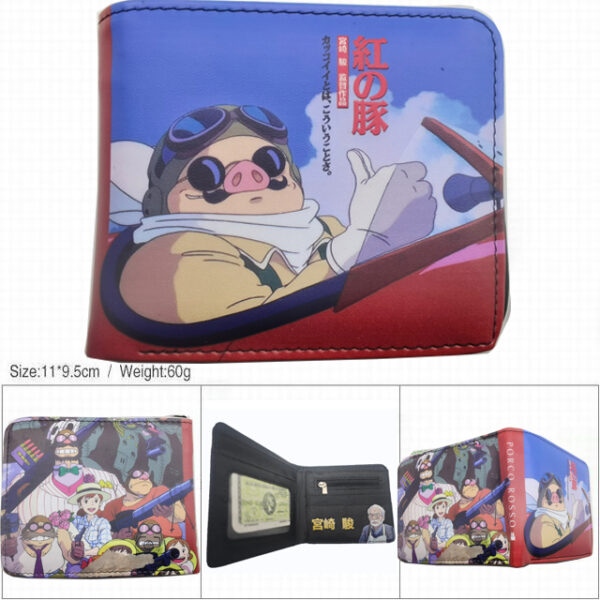 CG-6375 Porco Rosso (Hayao Miyazaki) Wallet 18.5x9.5x2cm 100g PU Purse