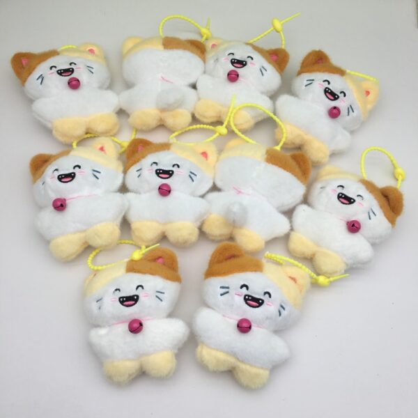 MCPC917 Japanese Style Cute Big-Faced Bell Cat Plush Key Chains 14cm price for 10 pcs