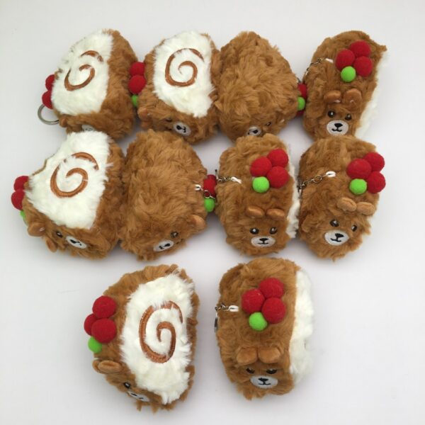 MCPC948 Swiss roll cake plush toy bag charm keychain 11cm price for 10 pcs