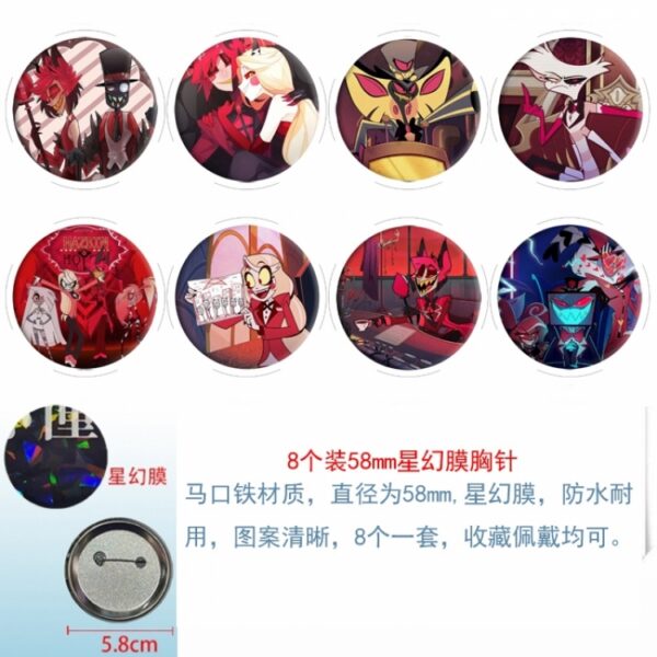 MCMK1761 Hazbin Hotel Brooch Set price for 8 pcs a set 58mm Anime Badges