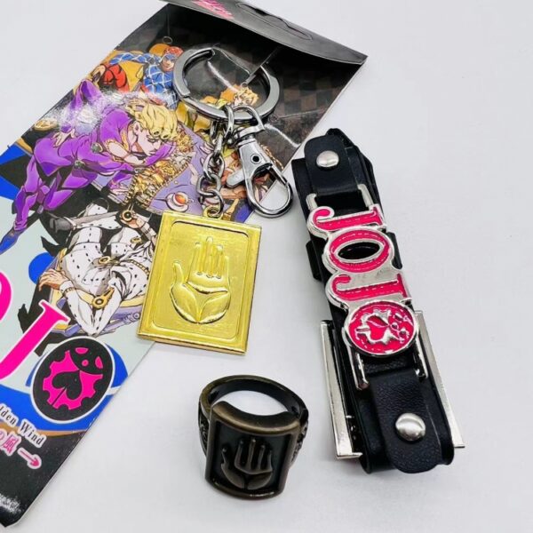 MCMK1772 JoJos Bizarre Adventure Anime Character Key Chain Bracelet and Ring Set
