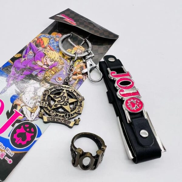 MCMK1774 JoJos Bizarre Adventure Anime Character Key Chain Bracelet and Ring Set
